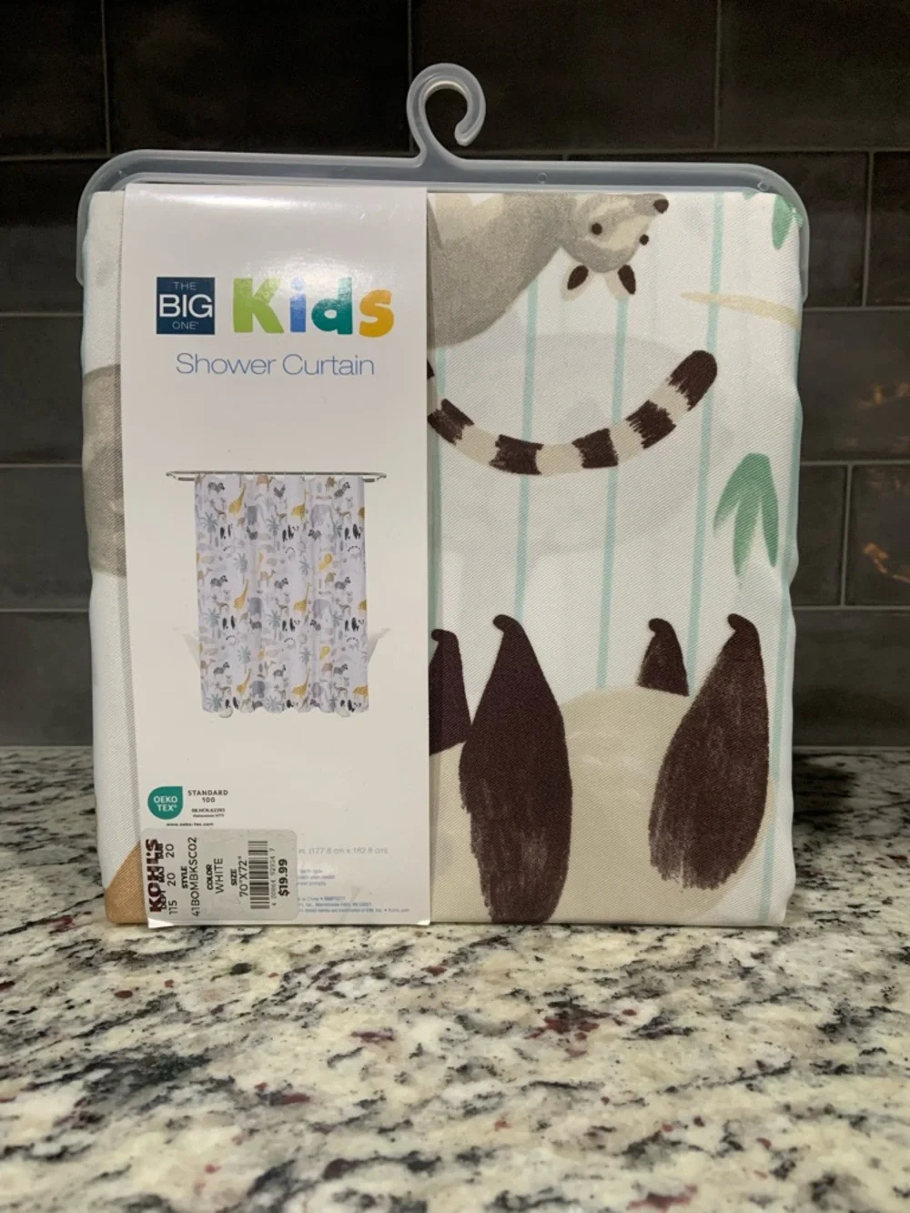The Big One Kids Shower Curtain - Safari Animals- BNWT